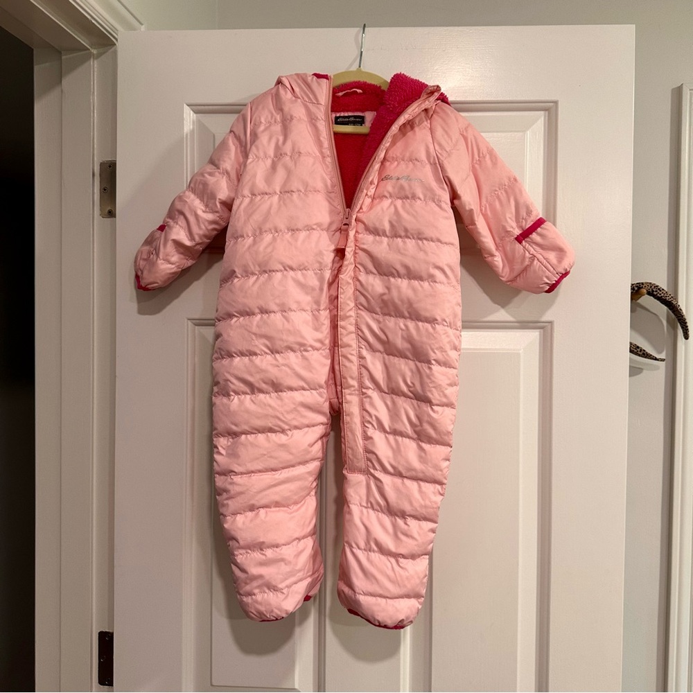 Eddie Bauer Infant Down Snowsuit - Pink - Size 6-12 month (fits like 12-18 mo)